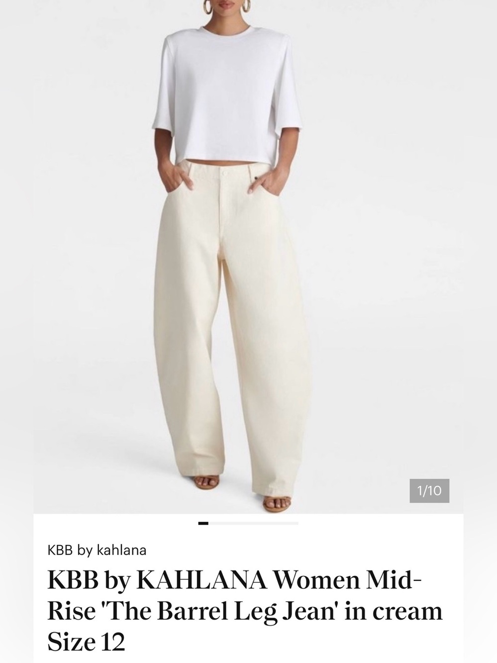 KBB by KAHLANA Women Barrel  Jeans in Cream